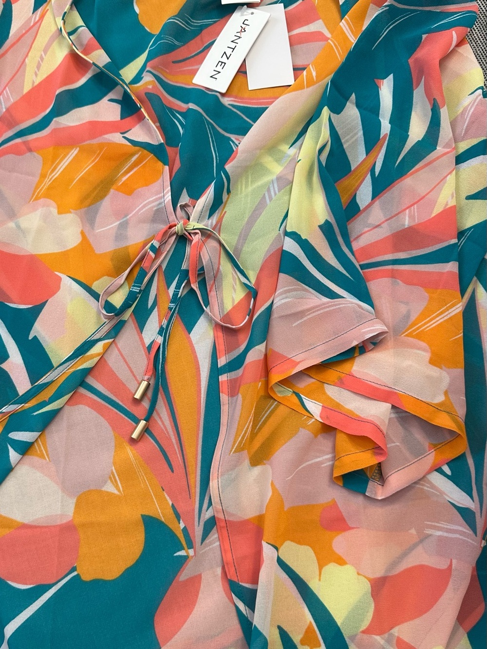 Vibrant Floral Print Tie-Front beach cover up by Jantzen - Picture 3 of 3